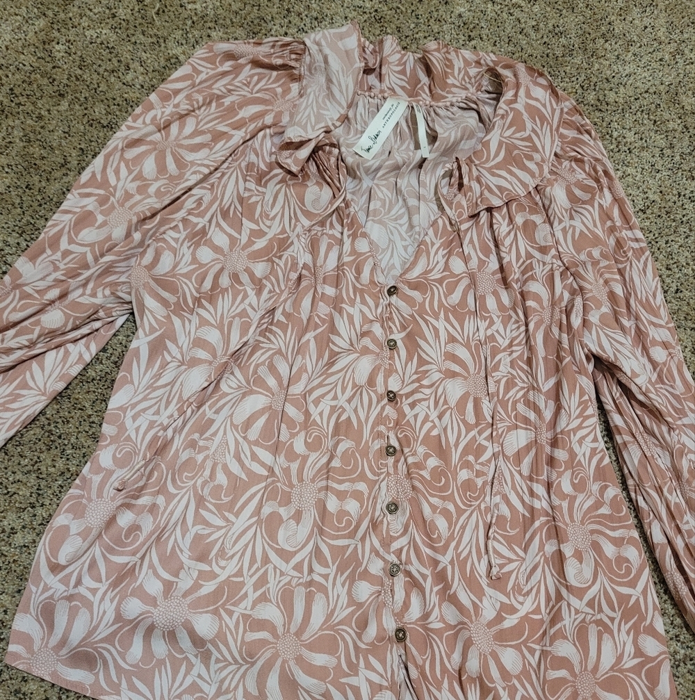 Anthroplogie Top Florance Balducci Femme Collared Blouse Size Large Romantic - Picture 5 of 8